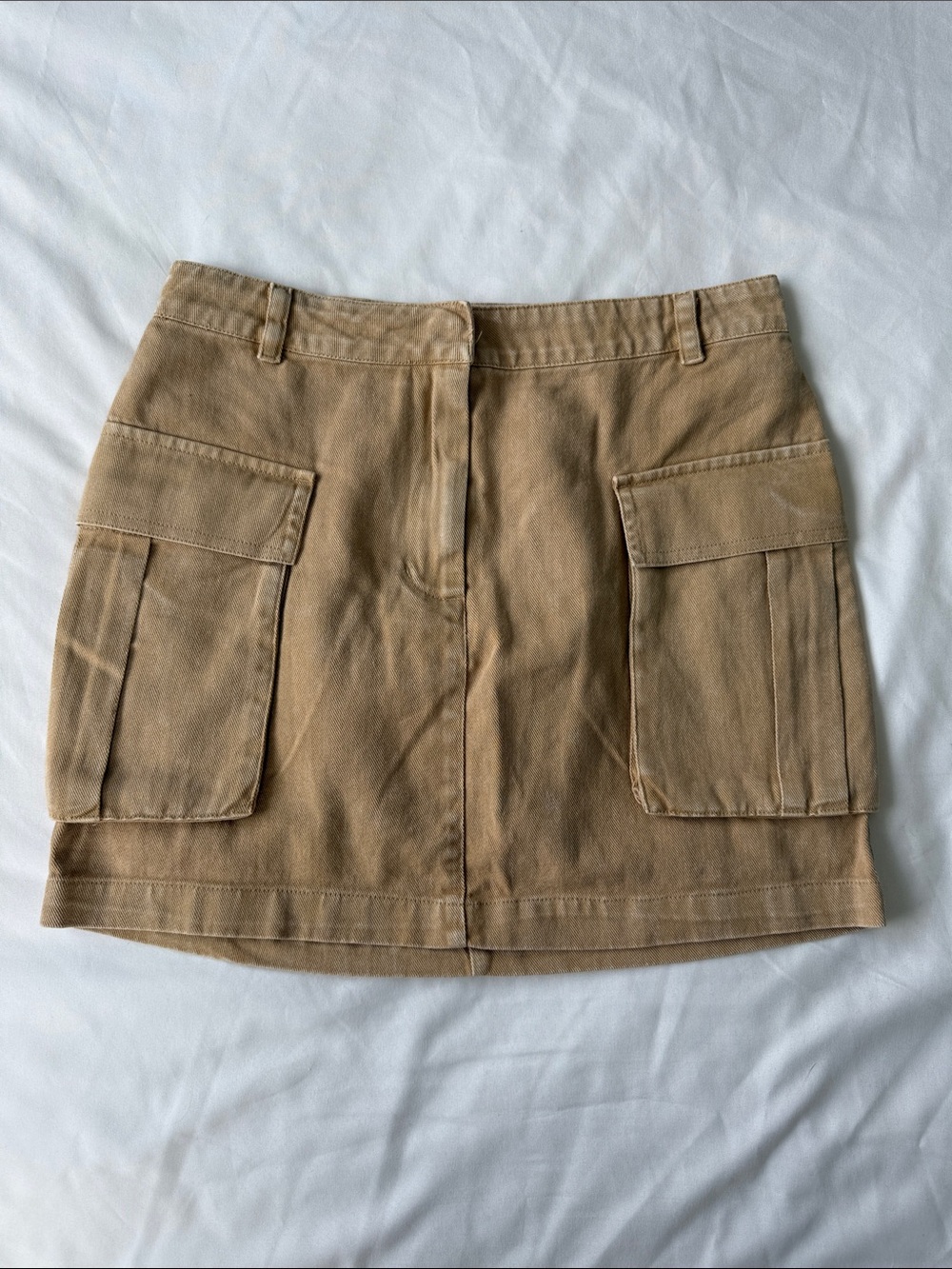 Double Zero Beige Utility Mini Skirt